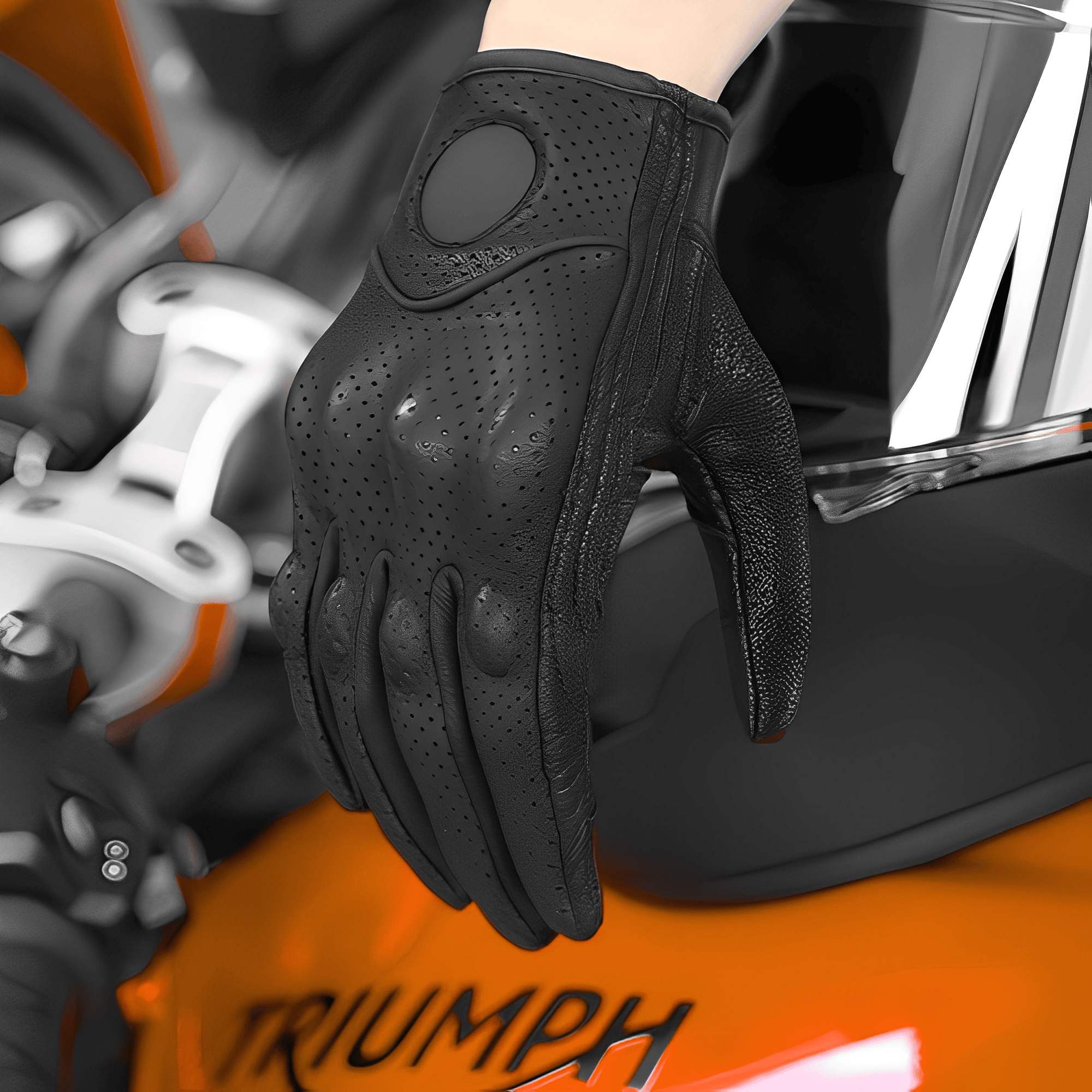 Gants Moto Cuir Noir Tactiles