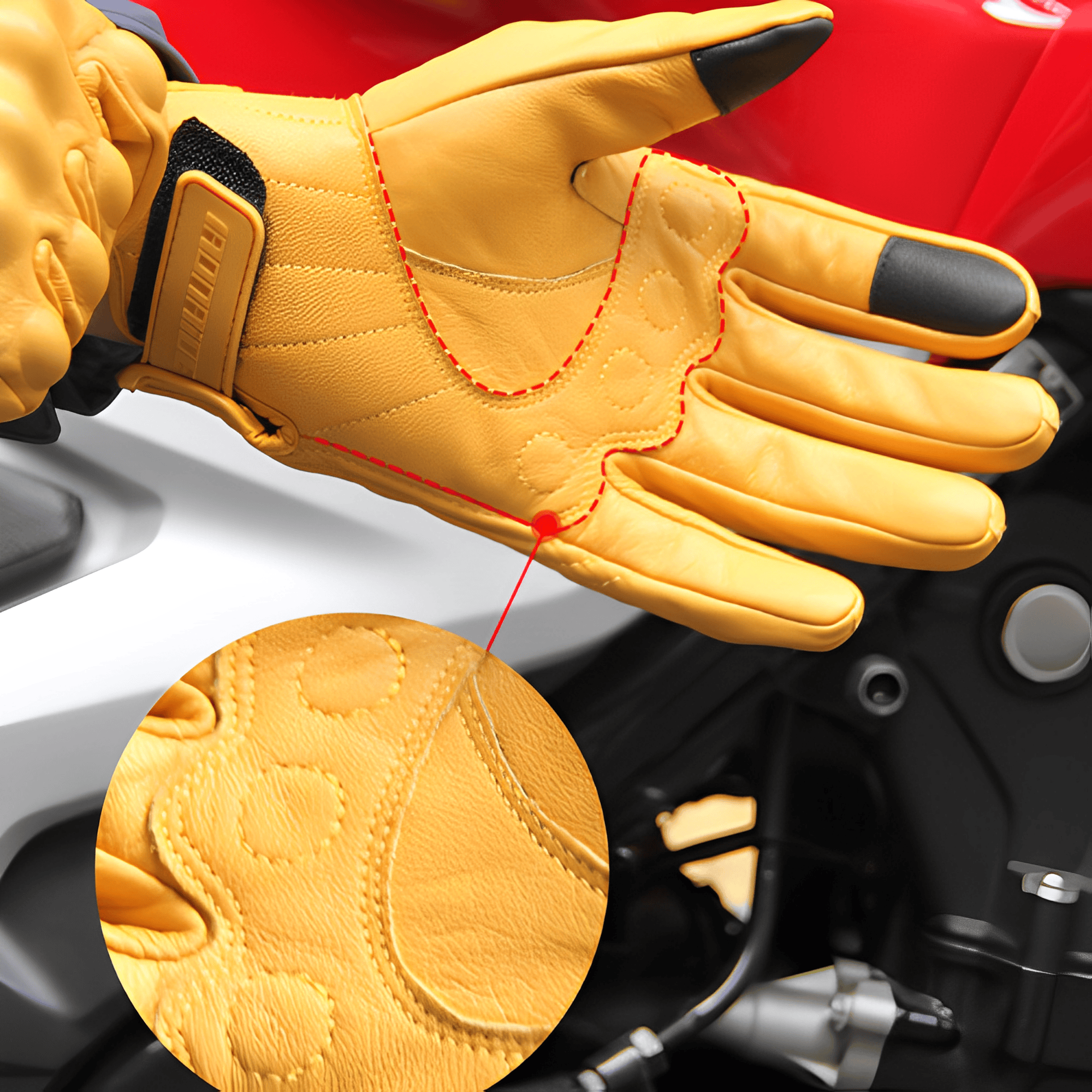 Gants Moto Cuire Vintage Tactiles